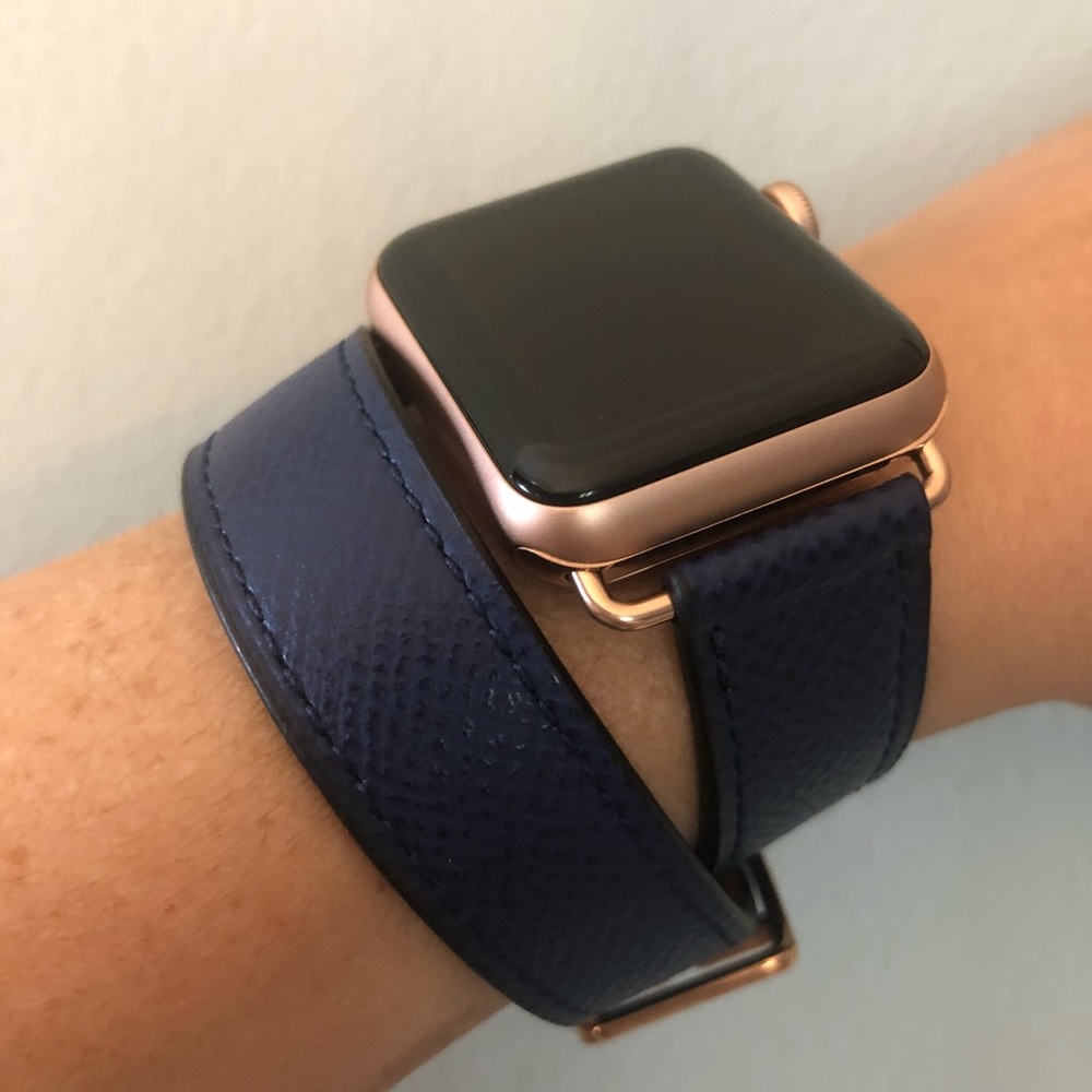 💥 GOLD Blue Apple Watch Band Strap Leather